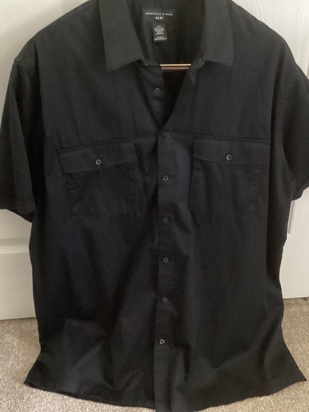 Men’s Shaquille O’Neal, Black Short Sleeve Button Down Utility Shirt Size 2XLT
